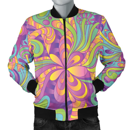 Psychedelic Mushroom Pattern Print Design A05 Men Bomber Jacket
