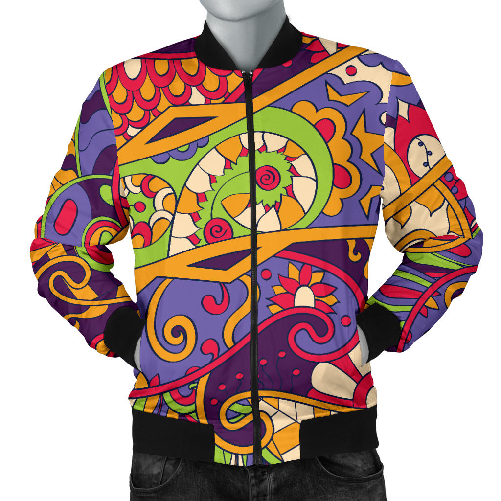 Funky Retro Pattern Print Design A04 Men Bomber Jacket