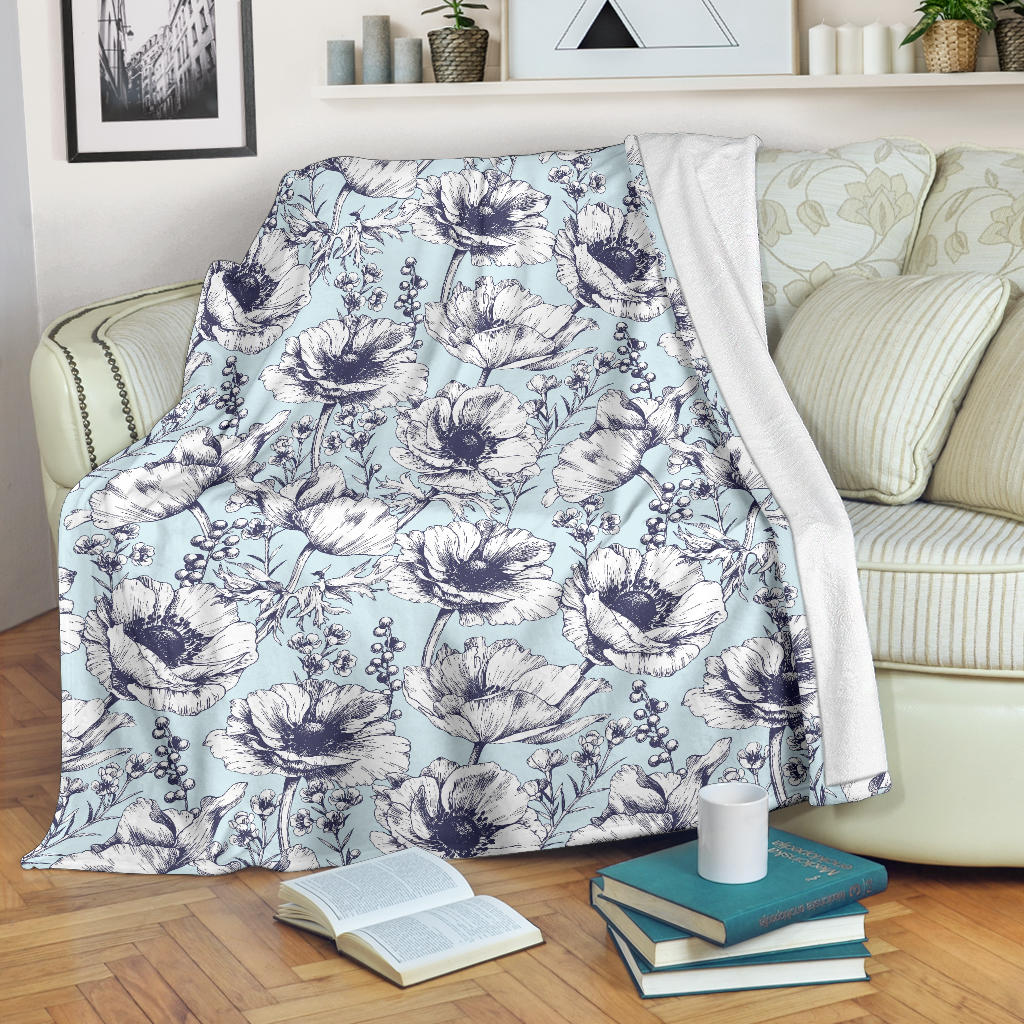 Anemone Pattern Print Design 02 Premium Blanket