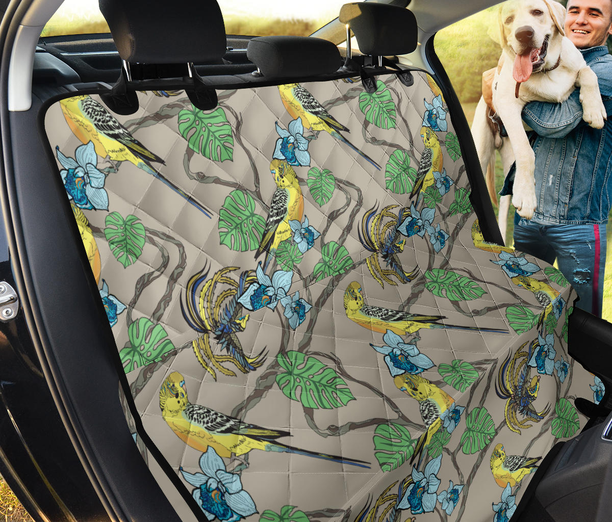 Parakeet Pattern Print Design A02 Rear Dog Car Seat Cover Hammock