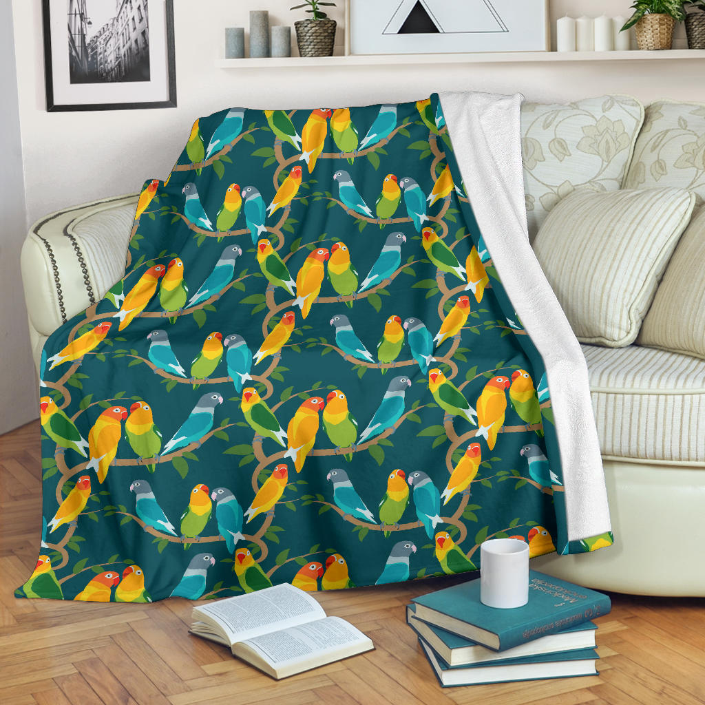 Lovebird Pattern Print Design 02 Premium Blanket