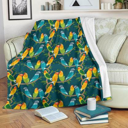 Lovebird Pattern Print Design 02 Premium Blanket