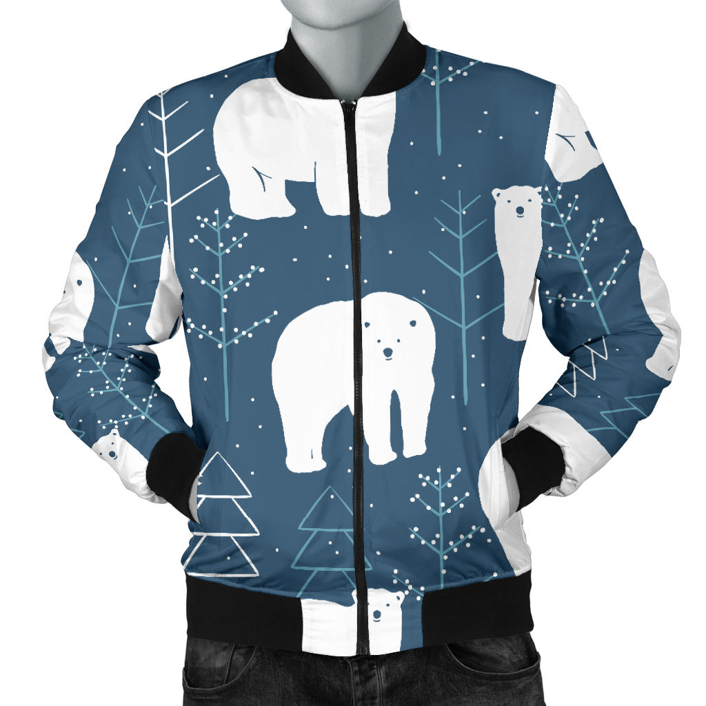 Polar Bear Pattern Print Design A01 Men Bomber Jacket