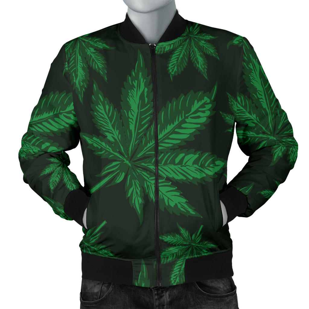 Pot Leaf Pattern Print Design A04 Men Bomber Jacket
