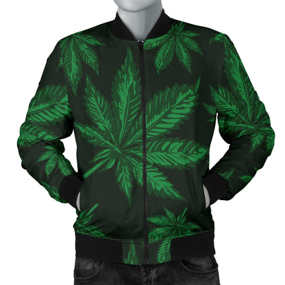 Pot Leaf Pattern Print Design A04 Men Bomber Jacket