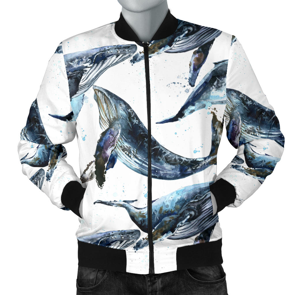 Blue Whale Pattern Print Design 03 Men Bomber Jacket