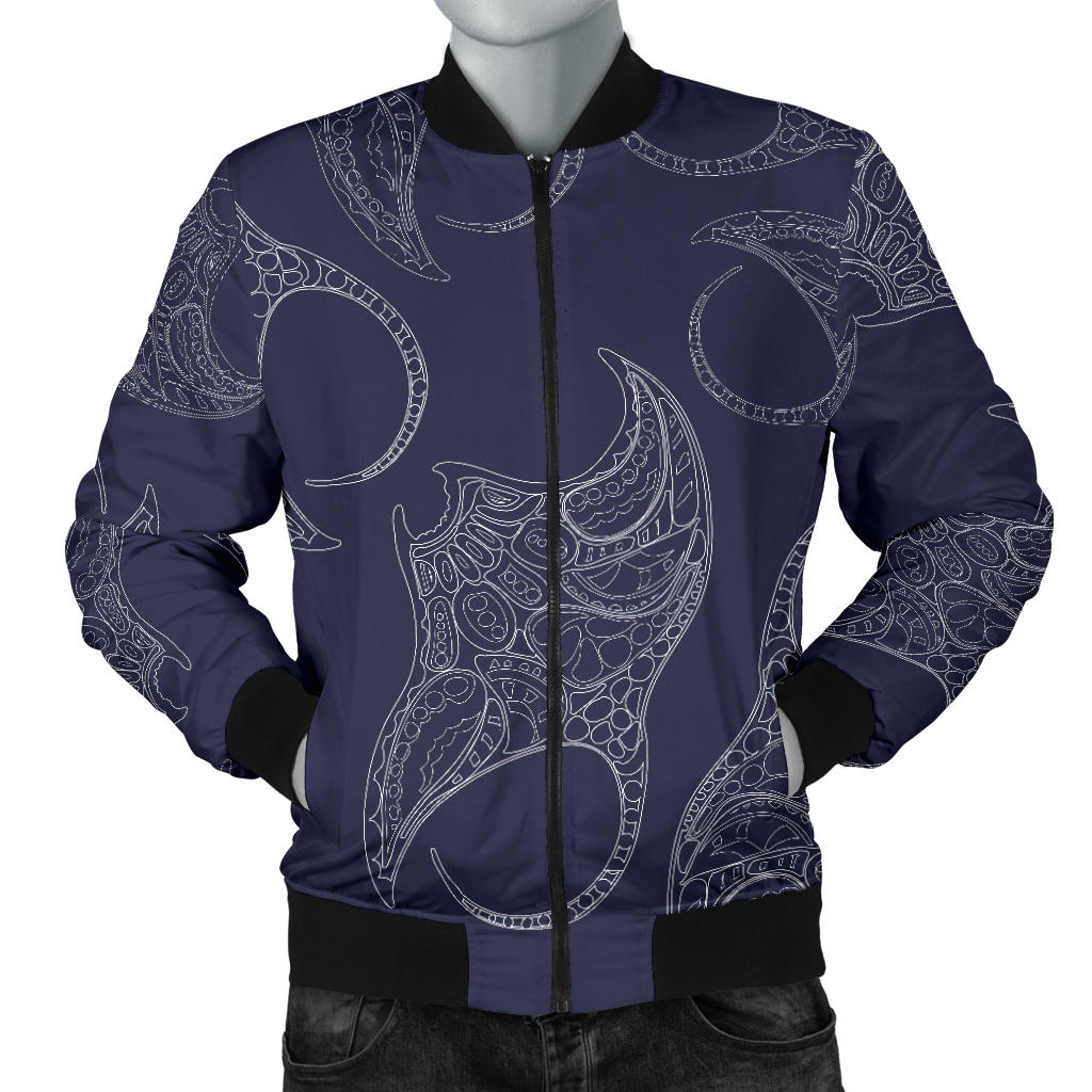 Manta Ray Pattern Print Design 01 Men Bomber Jacket