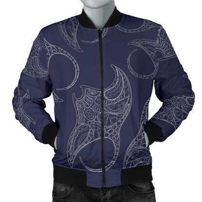 Manta Ray Pattern Print Design 01 Men Bomber Jacket