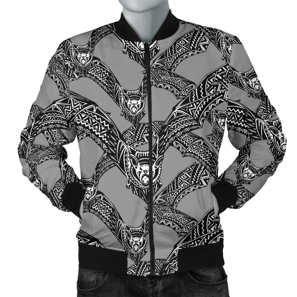 Bat Pattern Print Design 04 Men Bomber Jacket