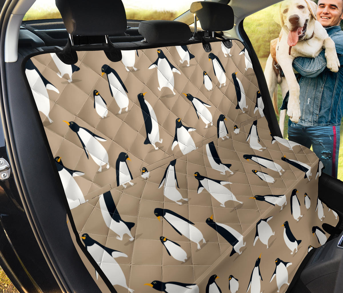 Penguin Pattern Print Design A01 Rear Dog Car Seat Cover Hammock