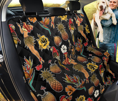 Hula Dancers Hawaiian Style Pattern Print Design 02 Rear Dog Car Seat Cover Hammock