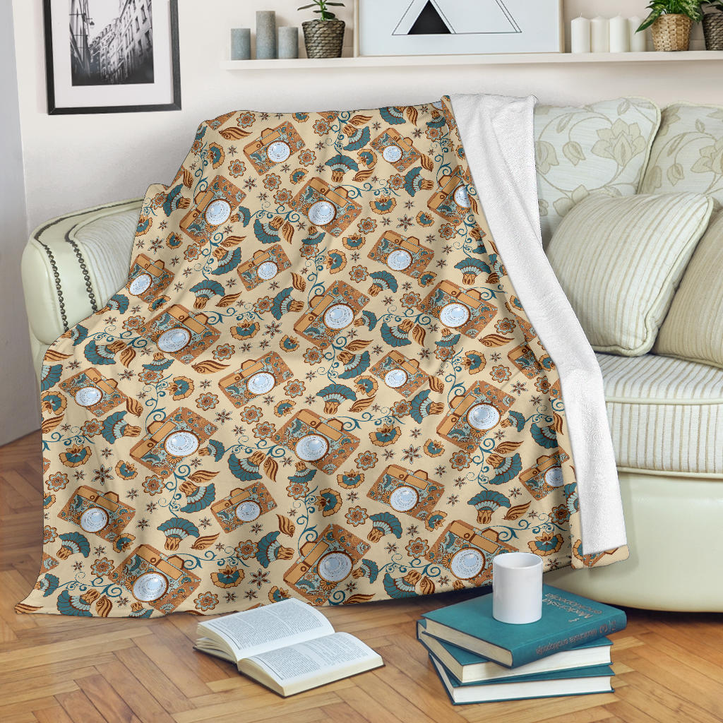 Camera Pattern Print Design 05 Premium Blanket