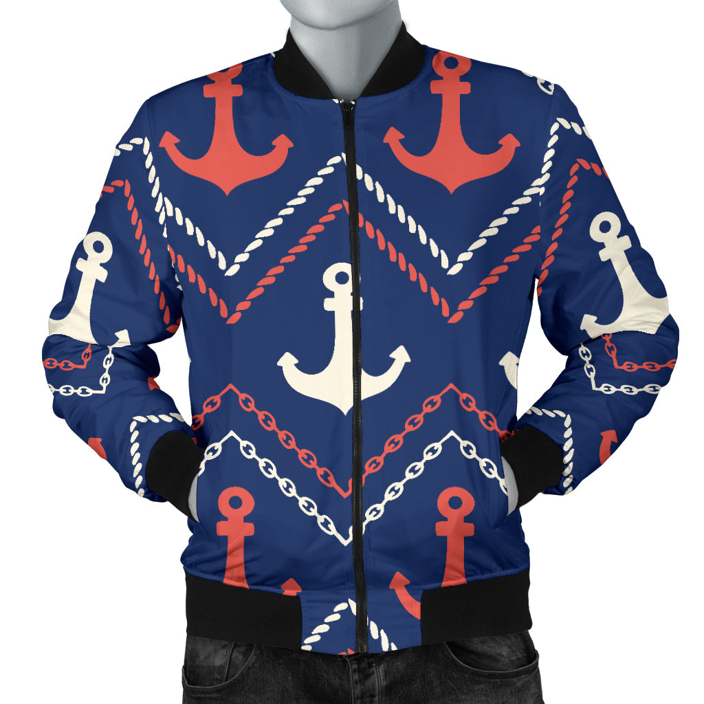 Anchor Pattern Print Design 07 Men Bomber Jacket