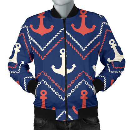 Anchor Pattern Print Design 07 Men Bomber Jacket