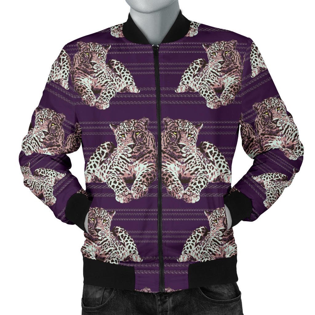 Leopard Pattern Print Design 01 Men Bomber Jacket