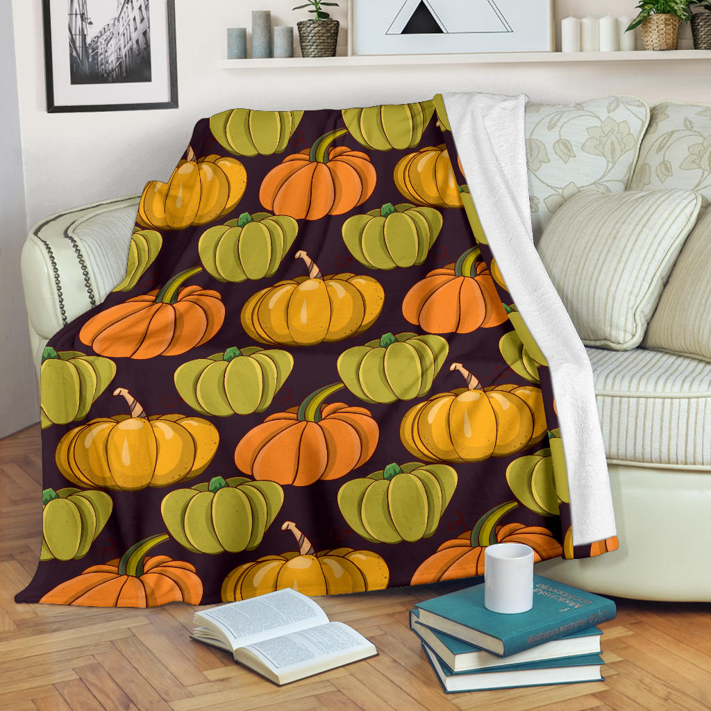 Pumpkin Pattern Print Design A01 Premium Blanket