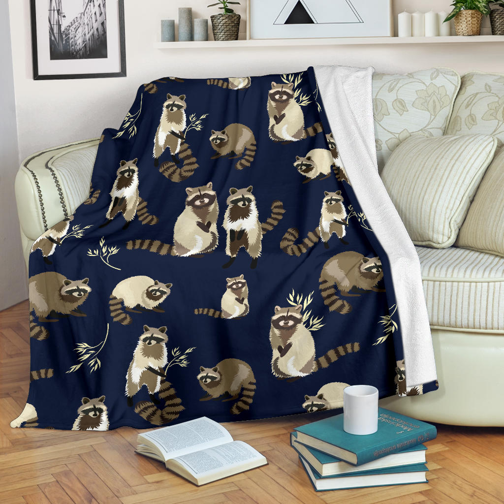 Raccoon Pattern Print Design A06 Premium Blanket