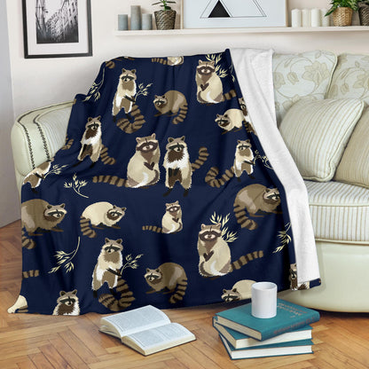 Raccoon Pattern Print Design A06 Premium Blanket