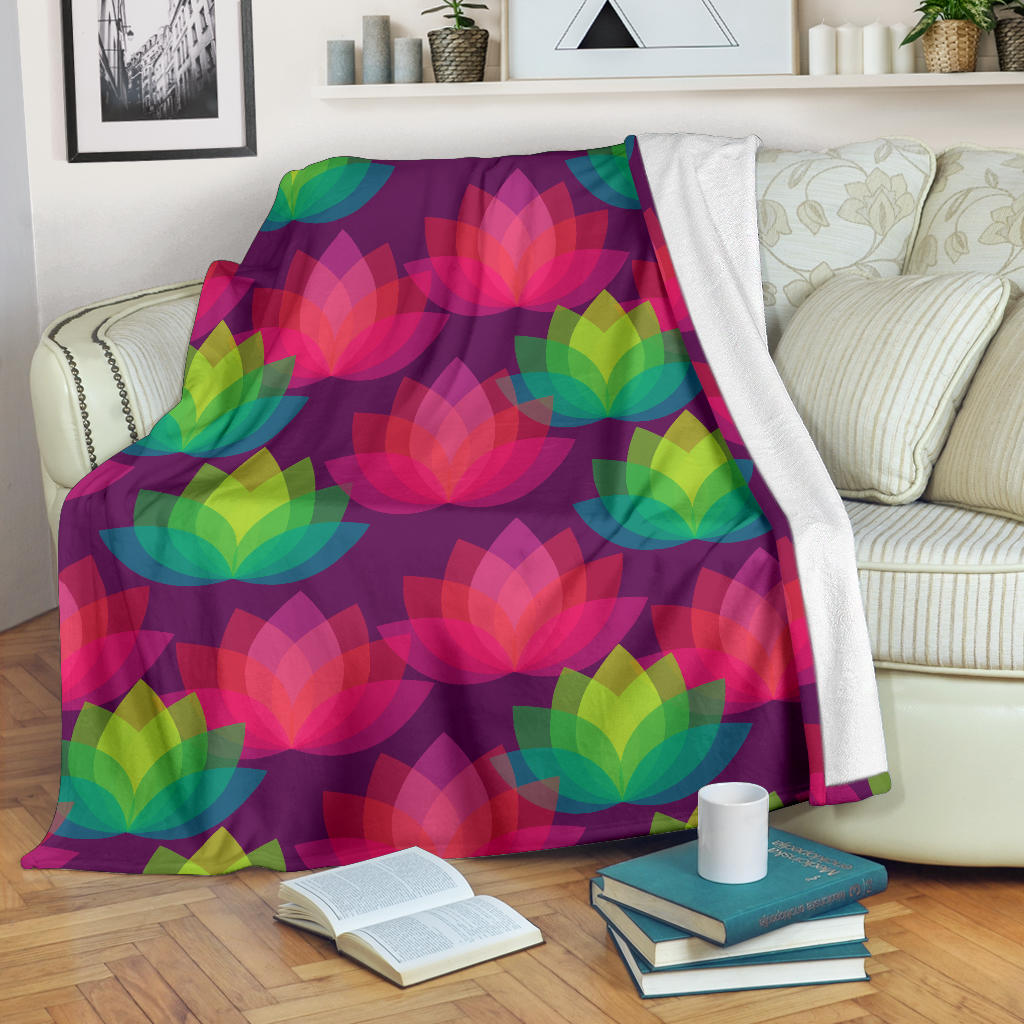 Lotus Pattern Print Design 02 Premium Blanket