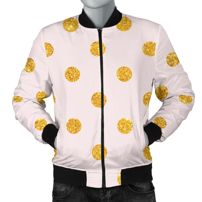 Polka Dot Gold Pink Pattern Print Design 01 Men Bomber Jacket