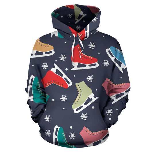 Ice Skate Pattern Print Design 04 Pullover Hoodie