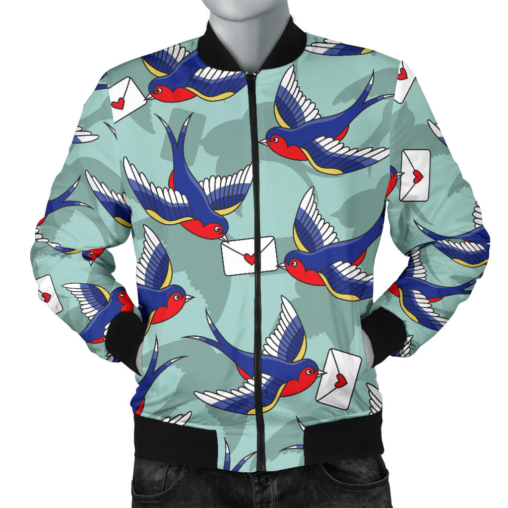 Swallow Bird Pattern Print Design 02 Men Bomber Jacket