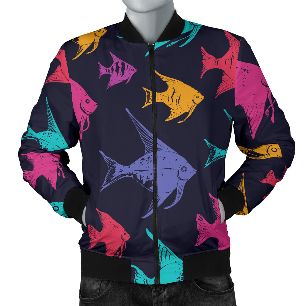 Angelfish Colorful Pattern Print Design 03 Men Bomber Jacket