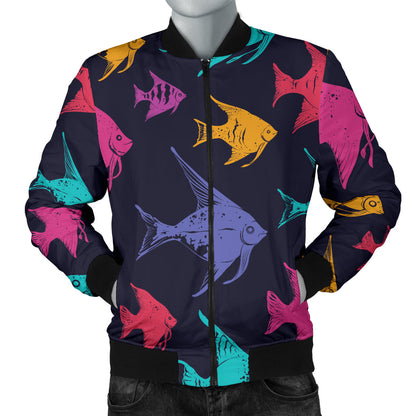 Angelfish Colorful Pattern Print Design 03 Men Bomber Jacket