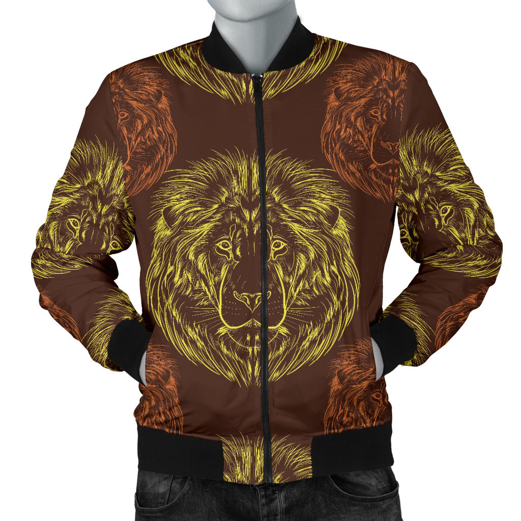 Lion Pattern Print Design 04 Men Bomber Jacket