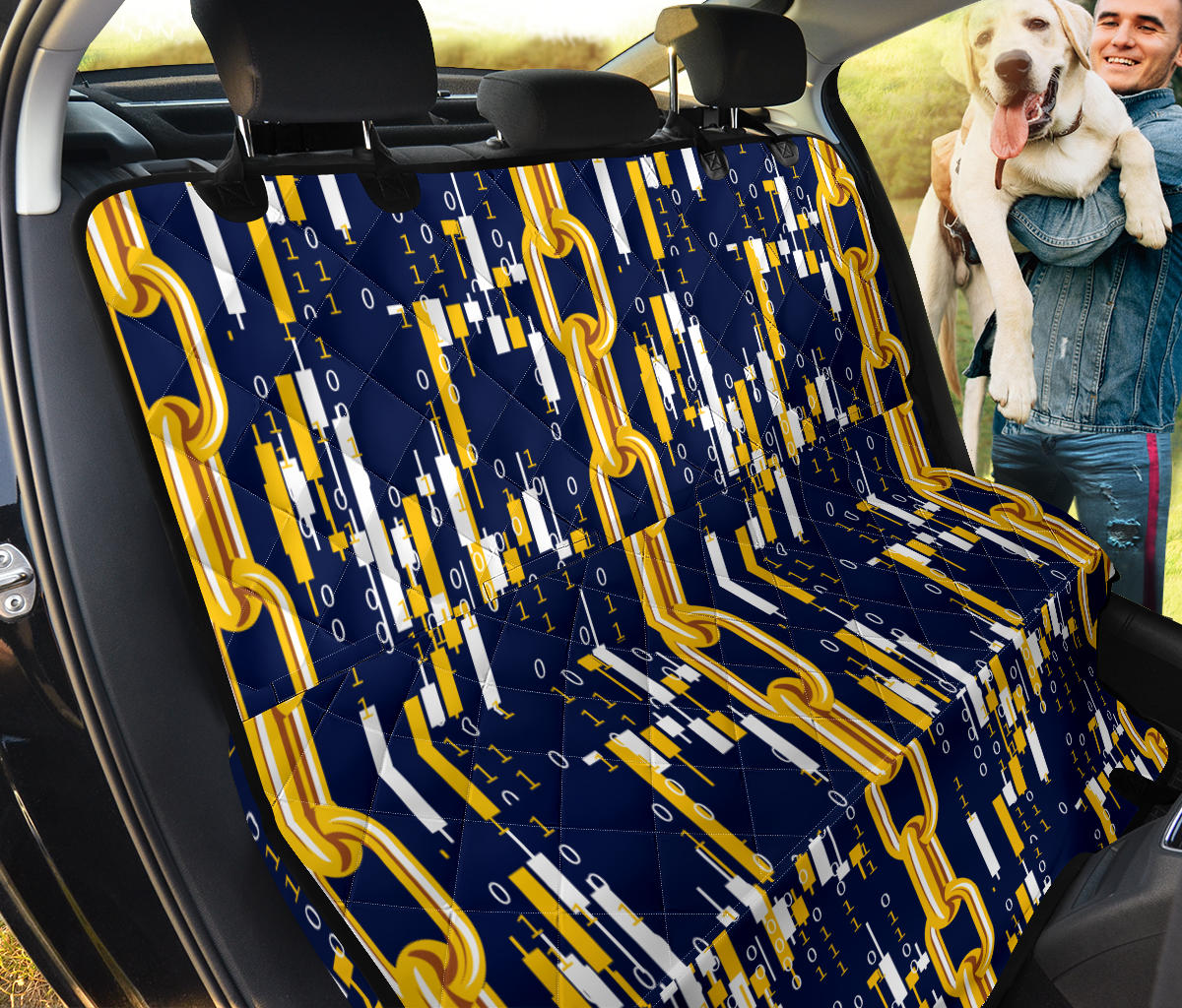 Cryptocurrency Chain Pattern Print Design 03 Rear Dog Car Seat Cover Hammock
