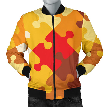 Puzzle Pattern Print Design A01 Men Bomber Jacket