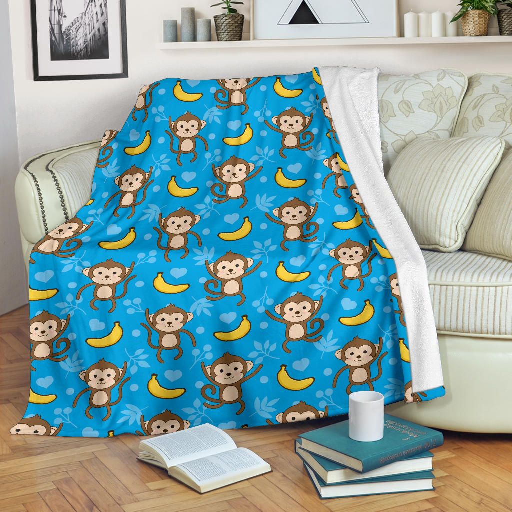 Monkey Pattern Print Design 05 Premium Blanket