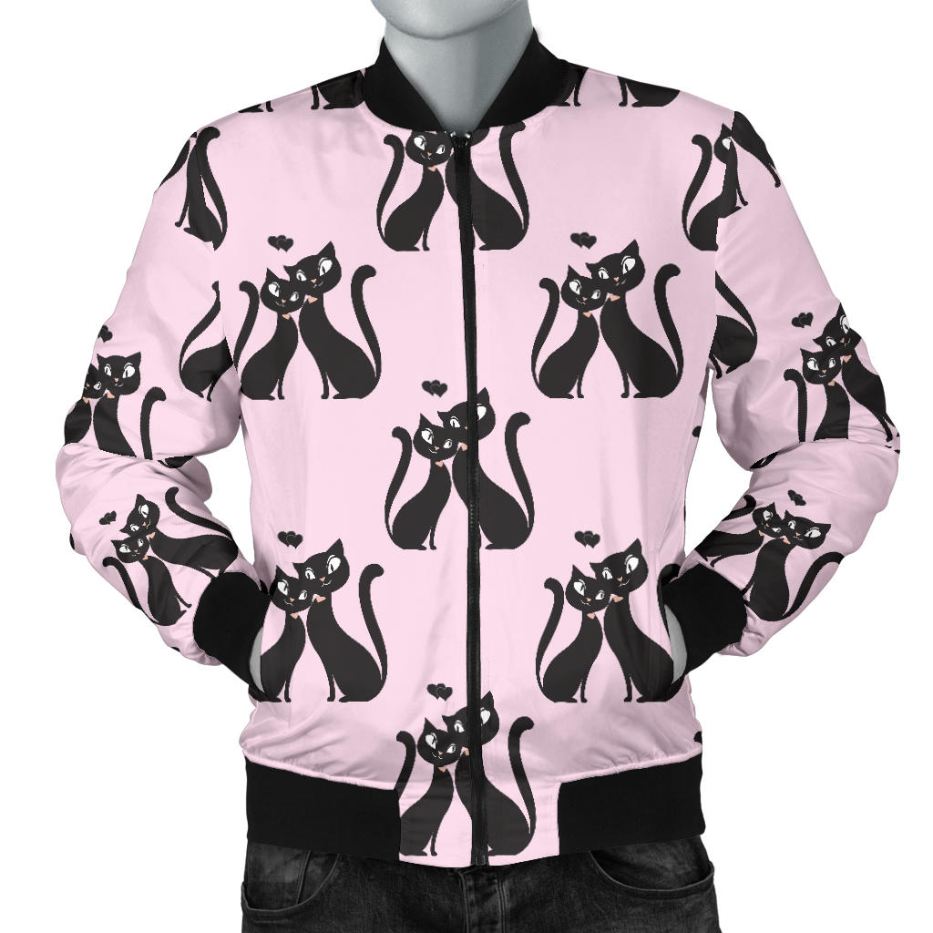 Black Cat Pattern Print Design 01 Men Bomber Jacket