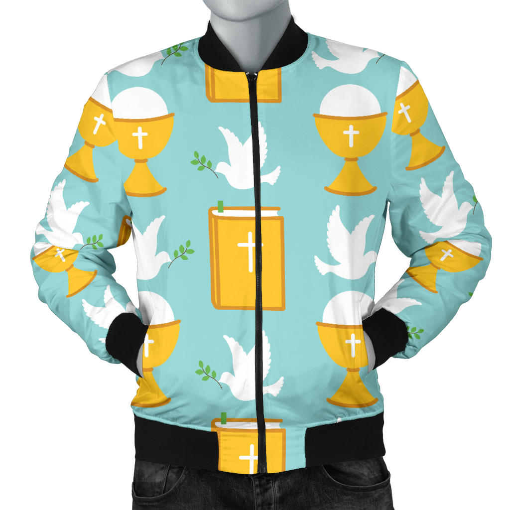 Christian Pattern Print Design 02 Men Bomber Jacket