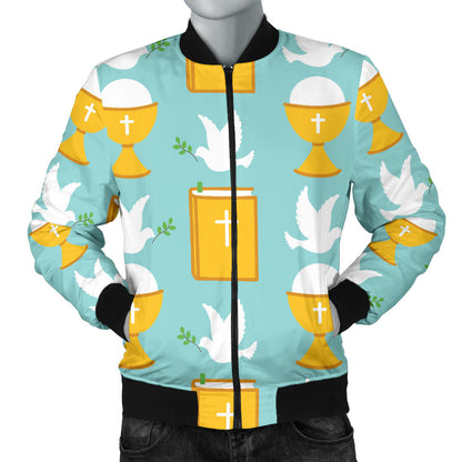 Christian Pattern Print Design 02 Men Bomber Jacket