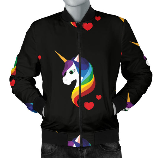 Rainbow Unicorn Pattern Print Design A03 Men Bomber Jacket