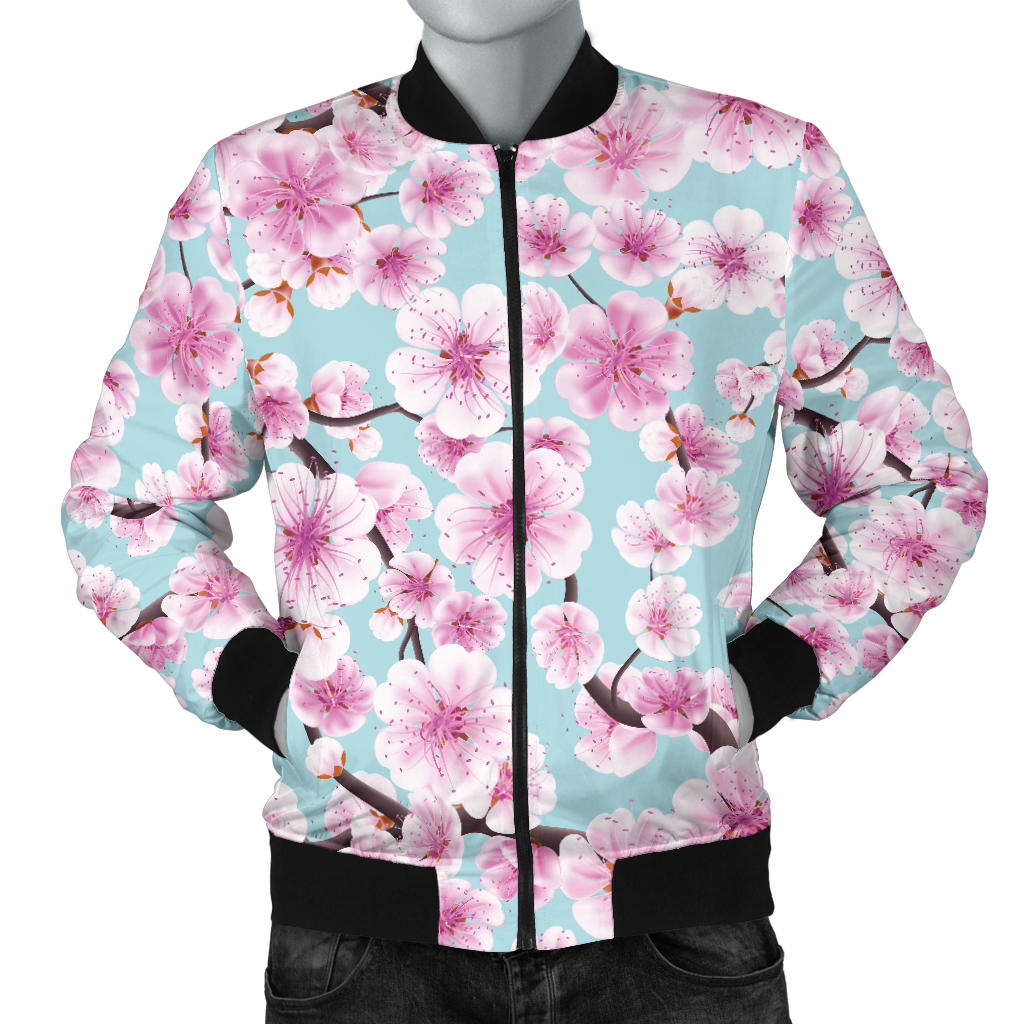 Cherry Blossom Pattern Print Design 01 Men Bomber Jacket