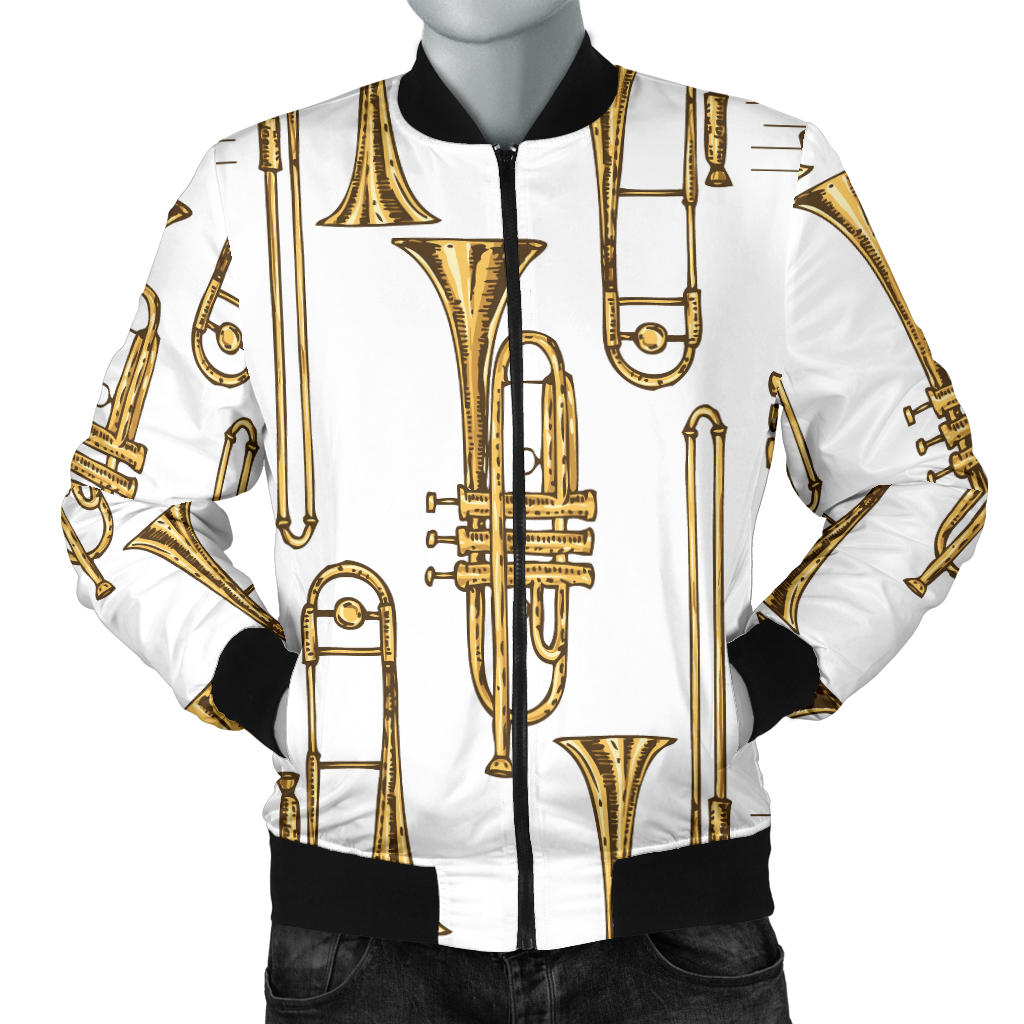 Trombone Pattern Print Design 04 Men Bomber Jacket