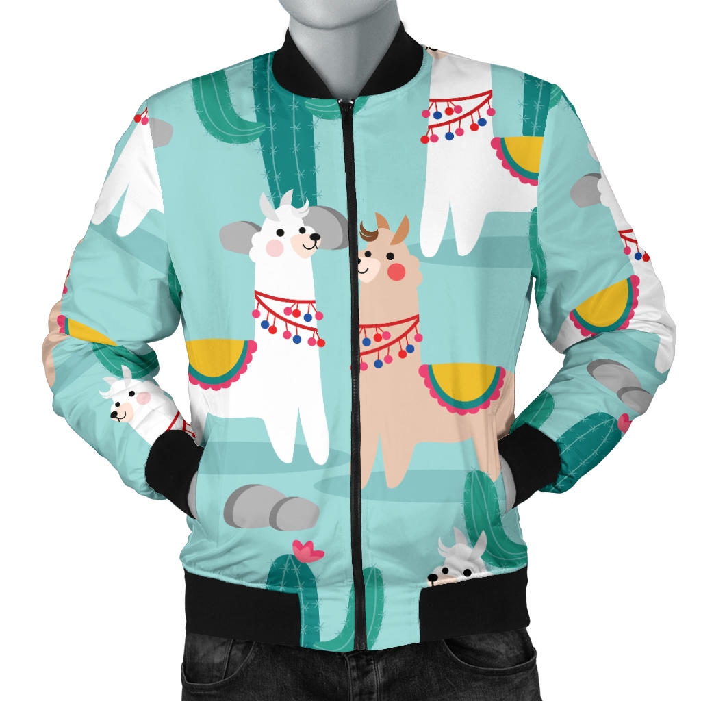 Llama Cactus Pattern Print Design 08 Men Bomber Jacket