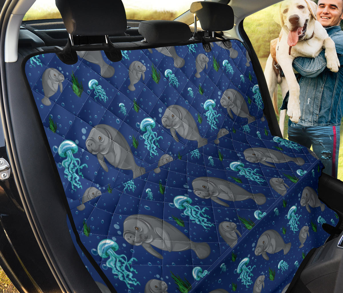 Manatee Pattern Print Design 01 Rear Dog Car Seat Cover Hammock