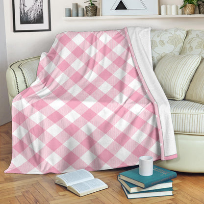 Gingham Pink Pattern Print Design 02 Premium Blanket