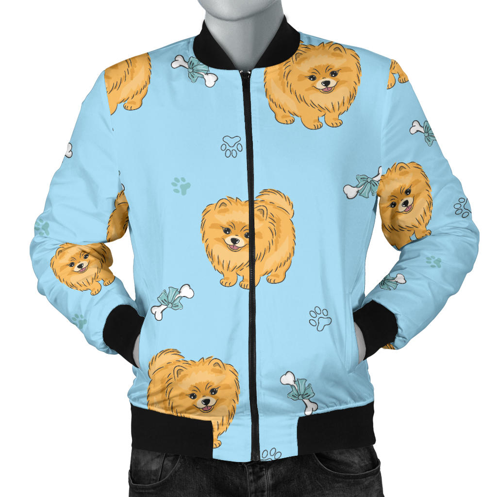 Pomeranians Pattern Print Design A03 Men Bomber Jacket