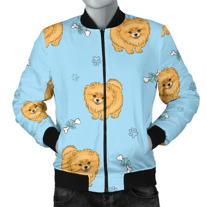 Pomeranians Pattern Print Design A03 Men Bomber Jacket