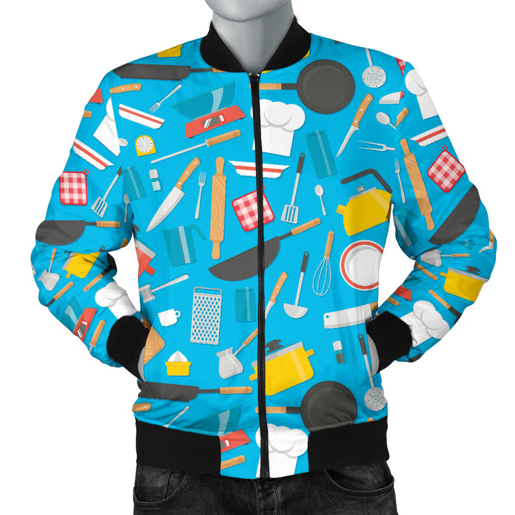 Cooking Kitchen Tools Pattern Print Design 03 Men Bomber Jacket