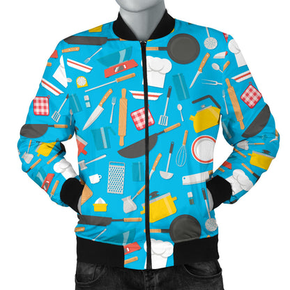 Cooking Kitchen Tools Pattern Print Design 03 Men Bomber Jacket