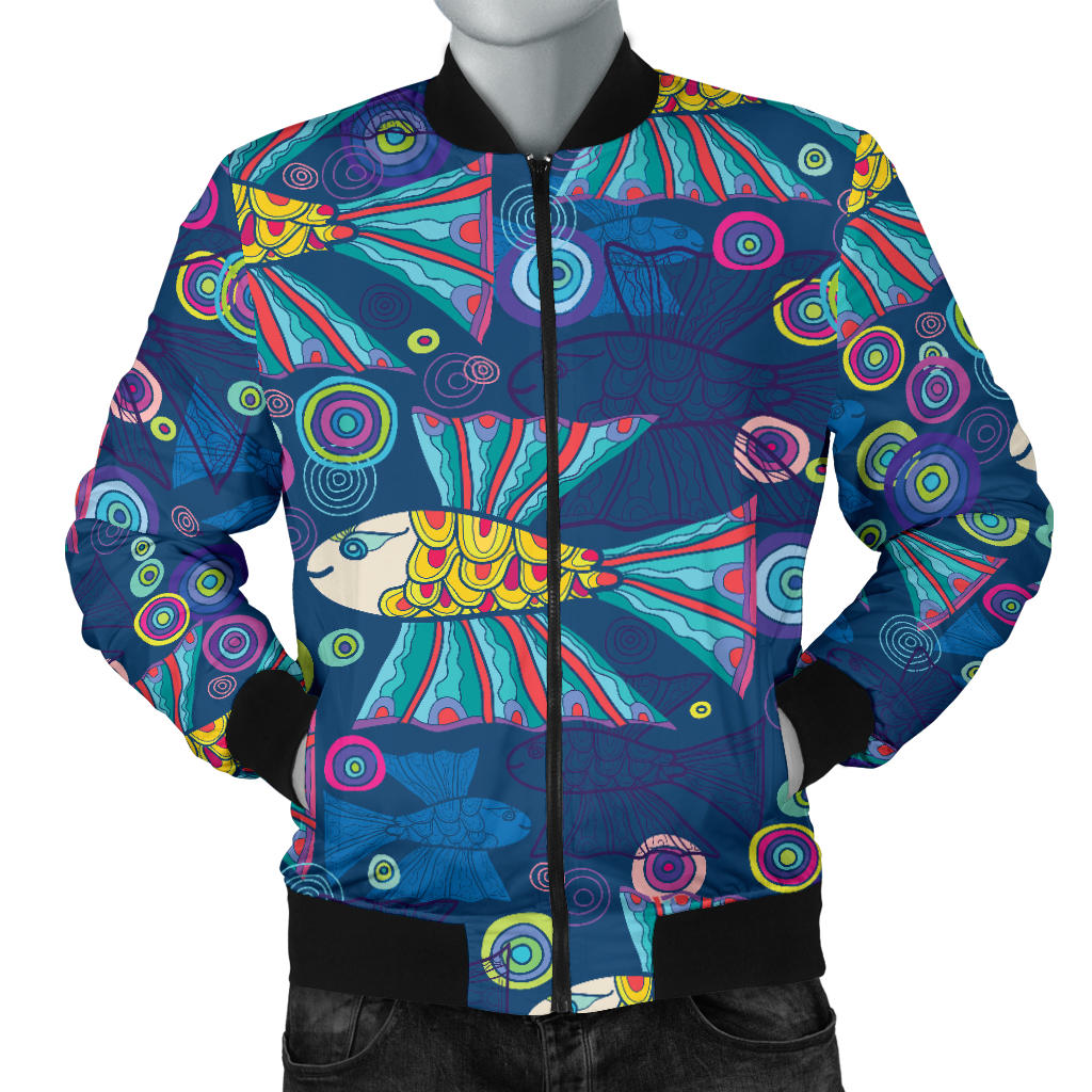 Flying Fish Pattern Print Design 01 Men Bomber Jacket