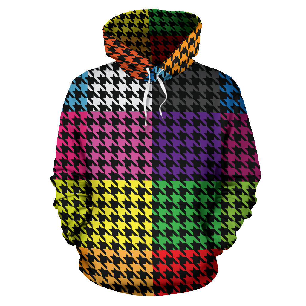 Houndstooth Colorful Pattern Print Design 01 Pullover Hoodie