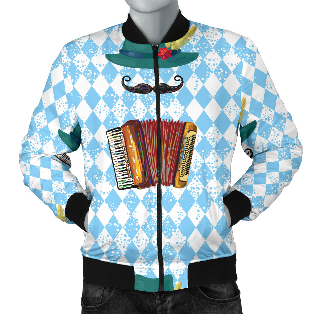 Accordion Mustache Pattern Print Design 01 Men Bomber Jacket