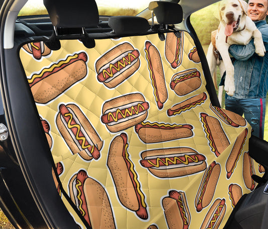 Hot Dog Pattern Print Design 01 Rear Dog Car Seat Cover Hammock