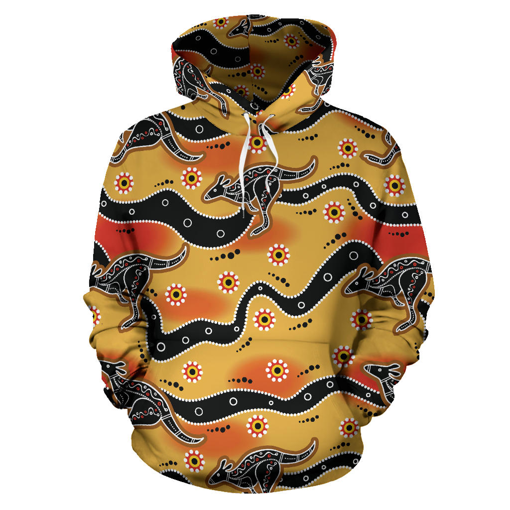 Kangaroos Aboriginal Pattern Print Design 06 Pullover Hoodie